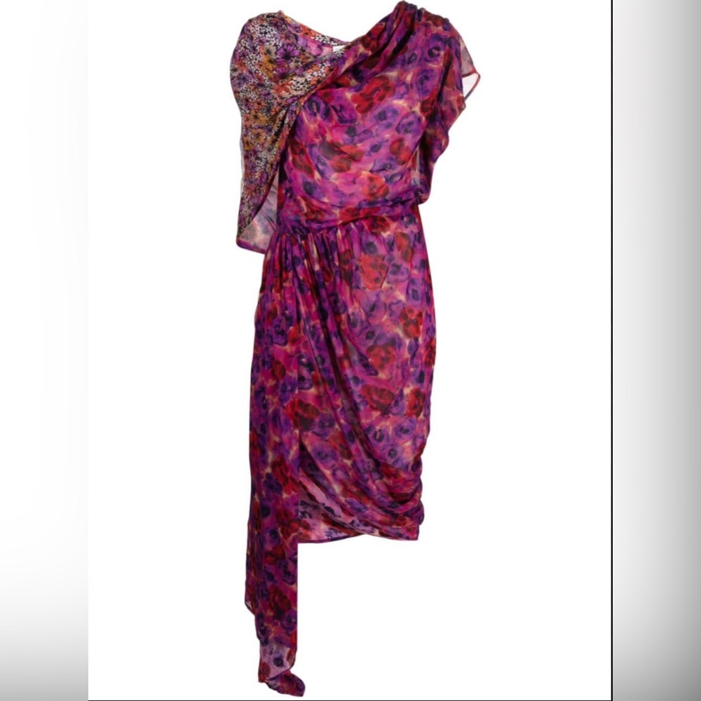 Dries Van Noten Multicolored Mix-Print Midi Dress NWOT